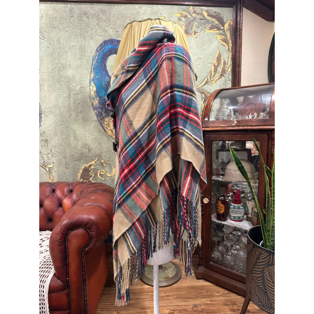 Cato Boho Plaid Poncho Cape One Size - Picture 5 of 10